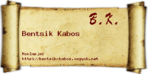 Bentsik Kabos névjegykártya